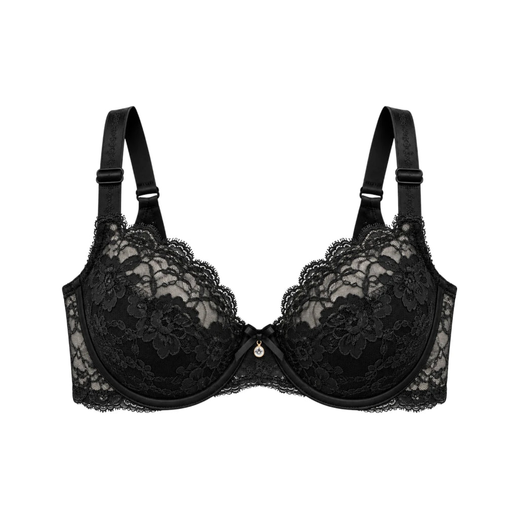Zevier Black Lace Bra – Floral Design & Everyday Comfort
