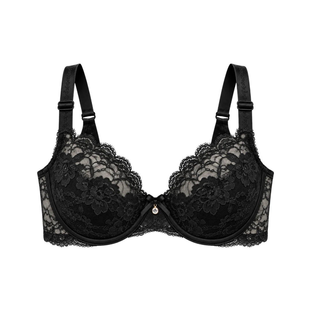Zevier Black Lace Bra – Floral Design & Everyday Comfort