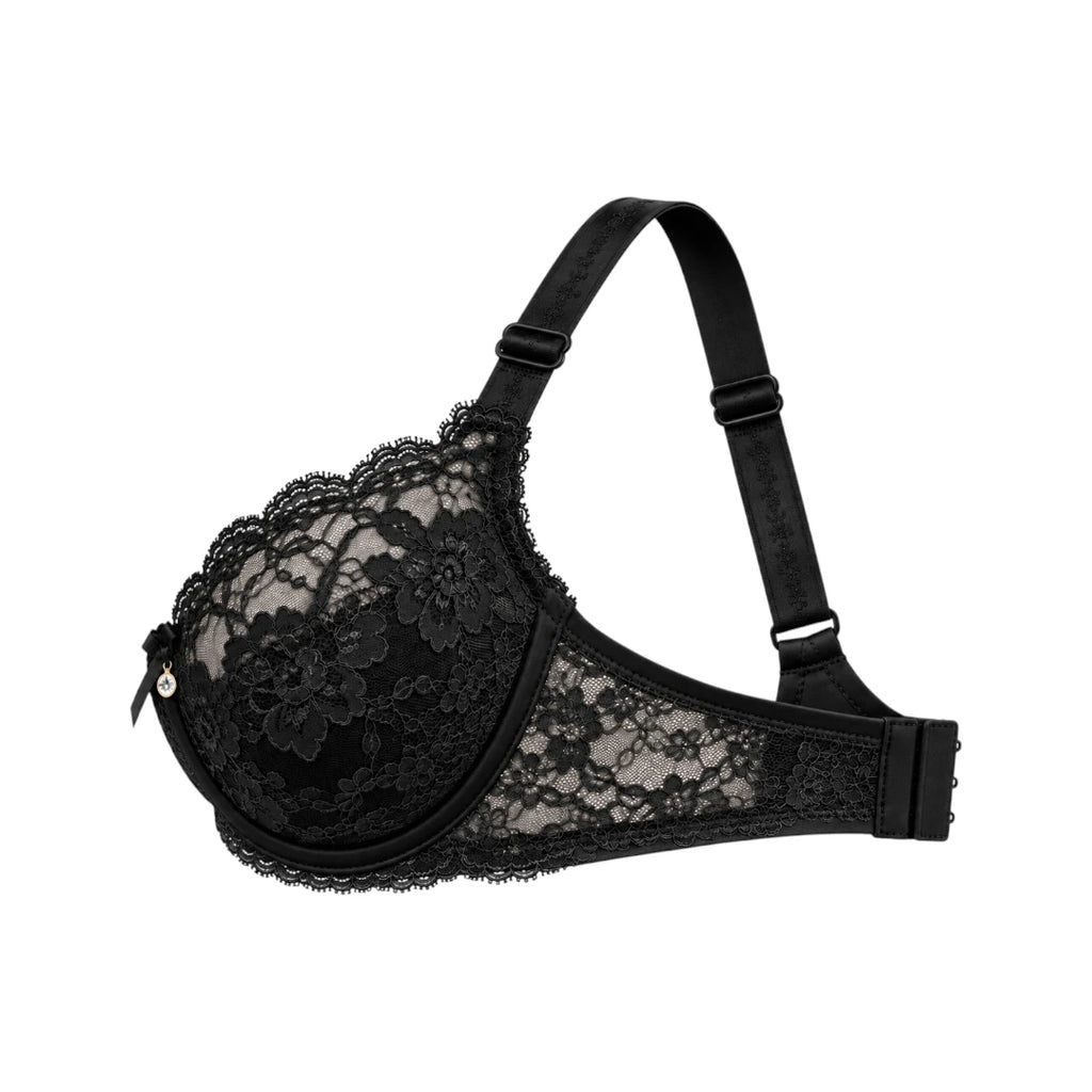 Zevier Black Lace Bra – Floral Design & Everyday Comfort
