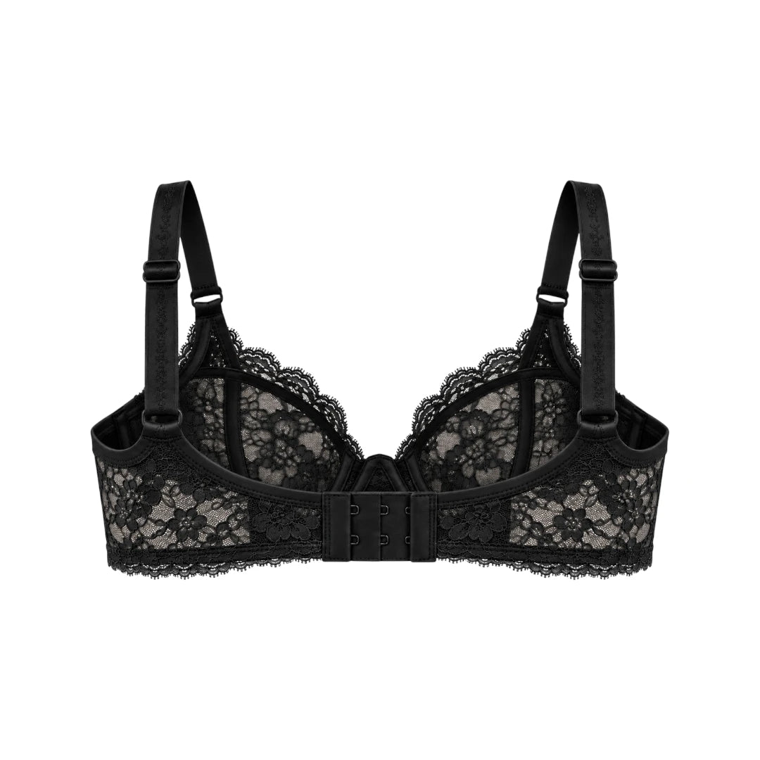 Zevier Black Lace Bra – Floral Design & Everyday Comfort
