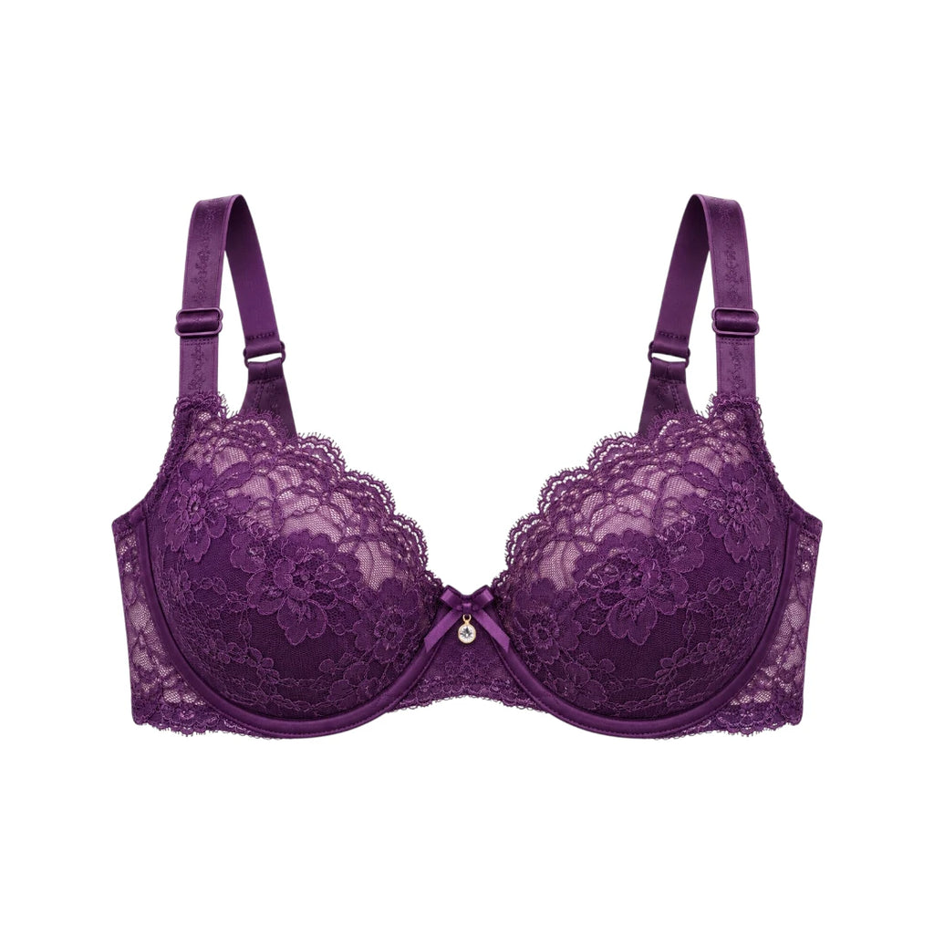 Zevier Purple Lace Bra – Floral Design & Everyday Comfort
