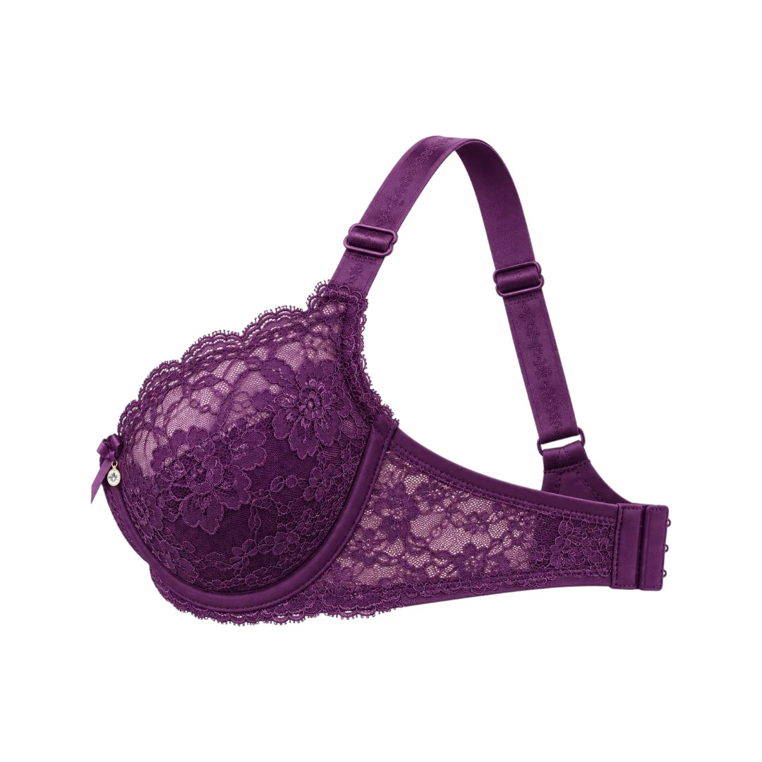 Zevier Purple Lace Bra – Floral Design & Everyday Comfort