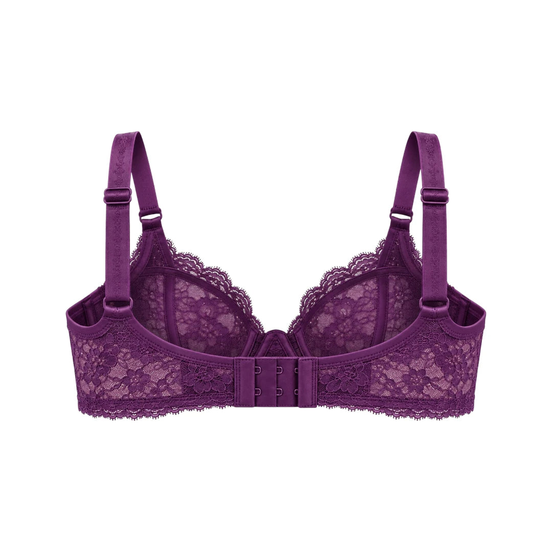 Zevier Purple Lace Bra – Floral Design & Everyday Comfort